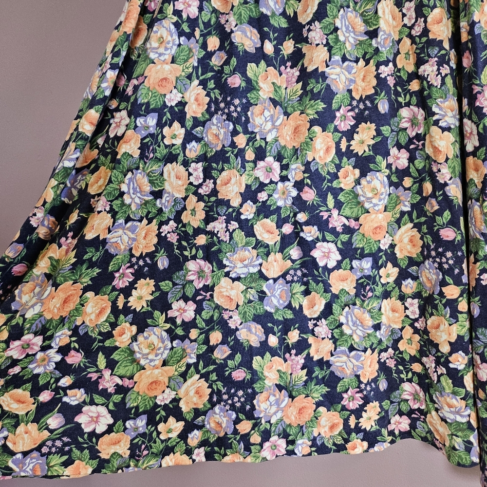 JF II Petites Vintage 80s Cottagecore Prairie Floral Buttoned Top & Skirt Set - Picture 12 of 15